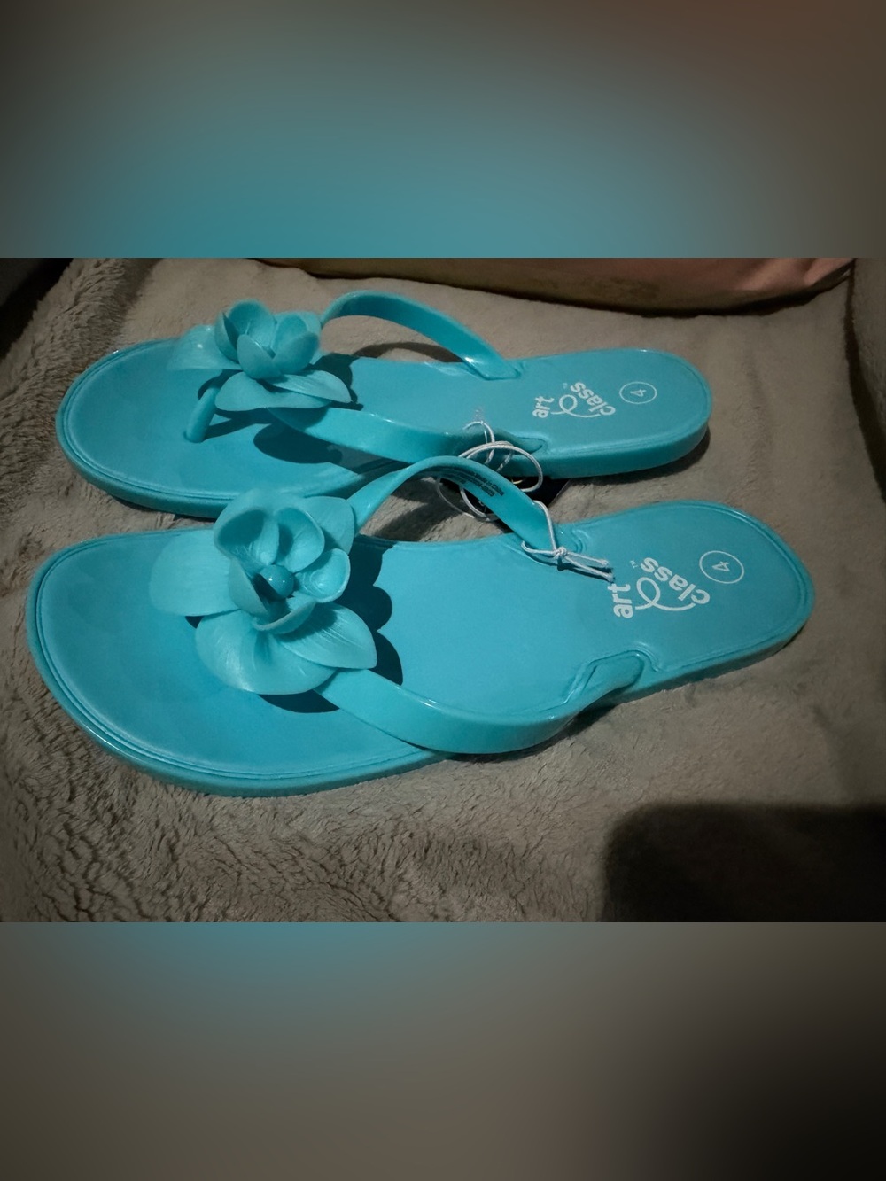 Girls Art Class Blue Capri Flower Jelly Sandal